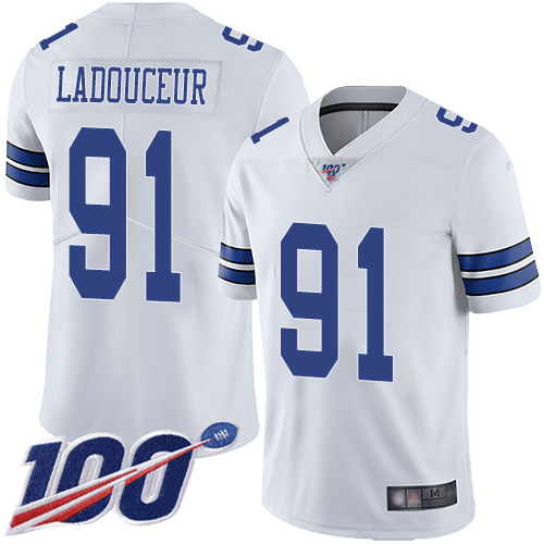 Men Dallas Cowboys Limited White L. P. Ladouceur Road #91 100th Season Vapor Untouchable NFL Jersey->women nfl jersey->Women Jersey